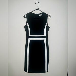 Black & white Calvin Klein sheath cocktail dress